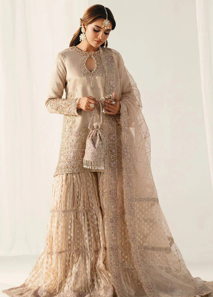 Inayat Pret Embroidered Zari Tissue 3 Piece Suit Noor Jahan