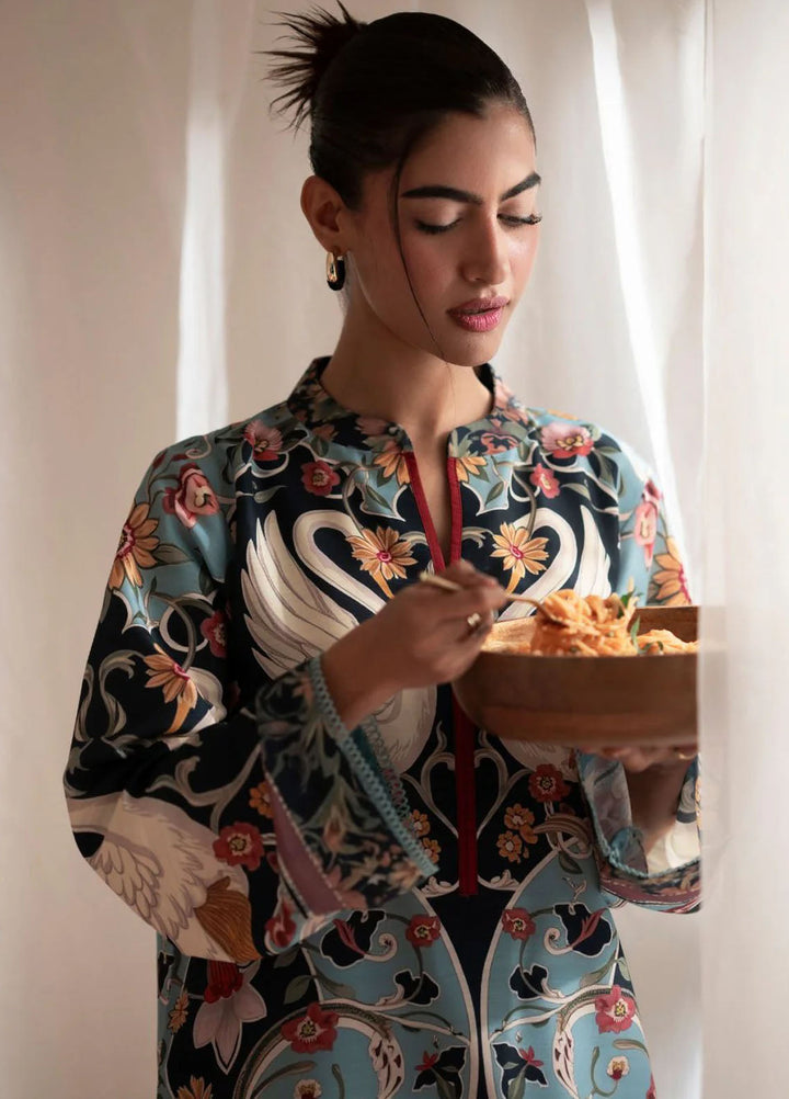 Inayat Pret Printed Silk 2 Piece Suit Moonstone