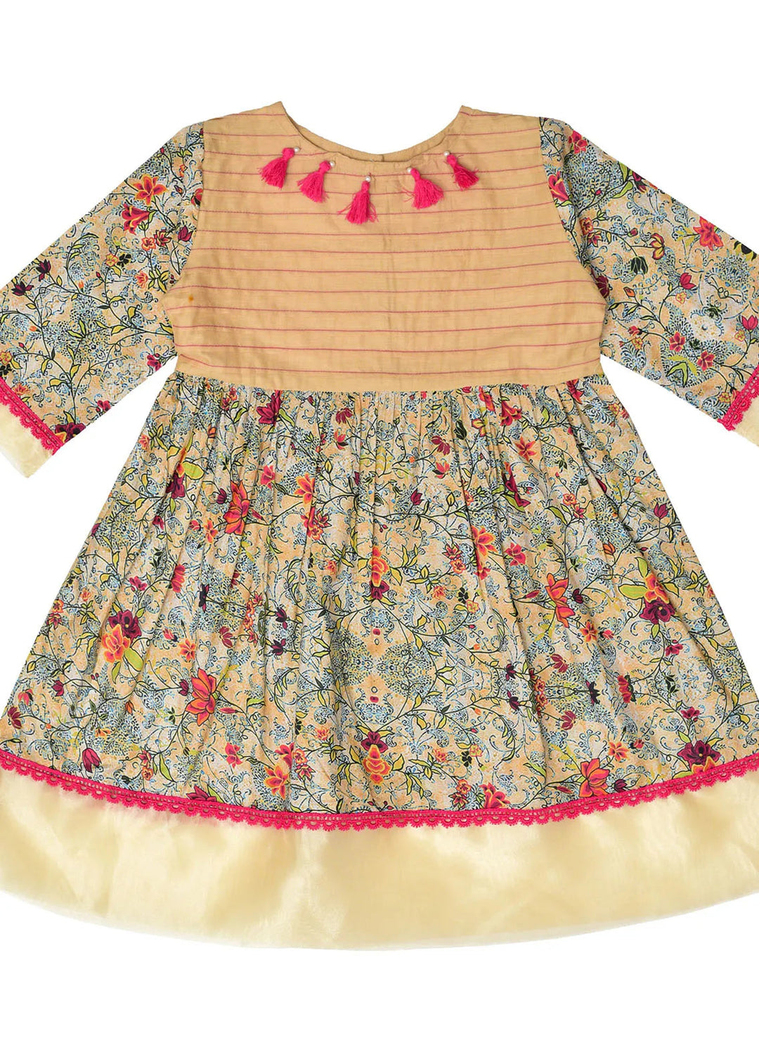 Ixample Pret Printed Cotton Beige Eastern Dress