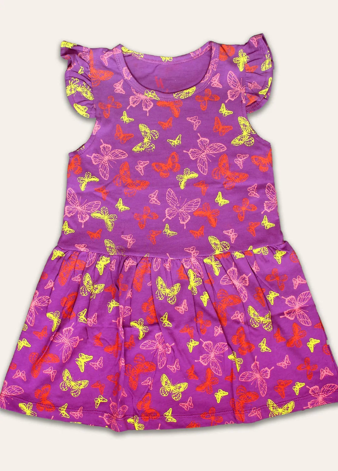 Ixample Pret Printed Cotton Jersey Purple Butterfly Patterned Dress