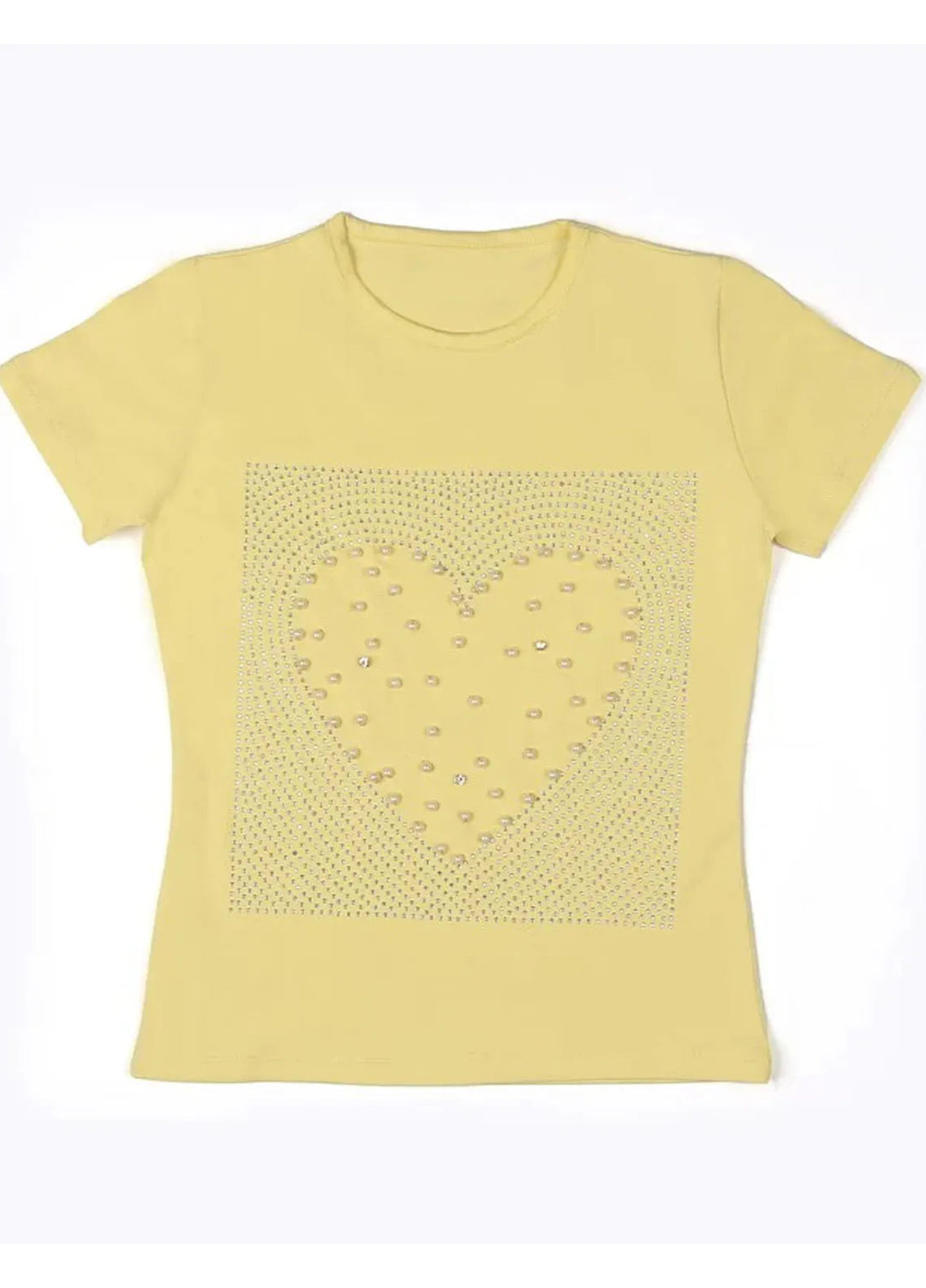 Ixample Pret Printed Cotton Jersey Yellow Heart Embellished Tee