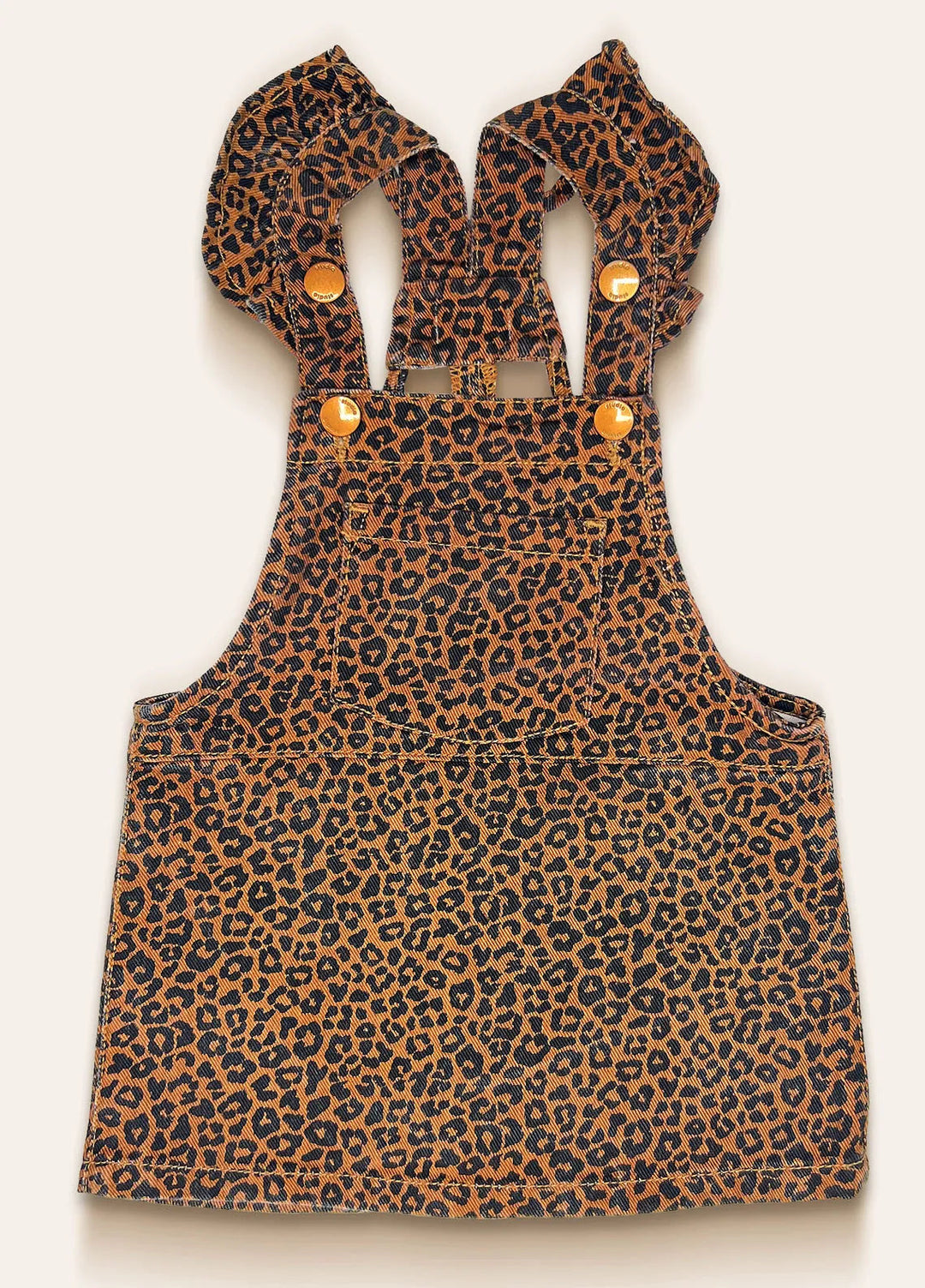 Ixample Pret Printed Cotton Twill Girls Leapard Patterned Pinafore Dress