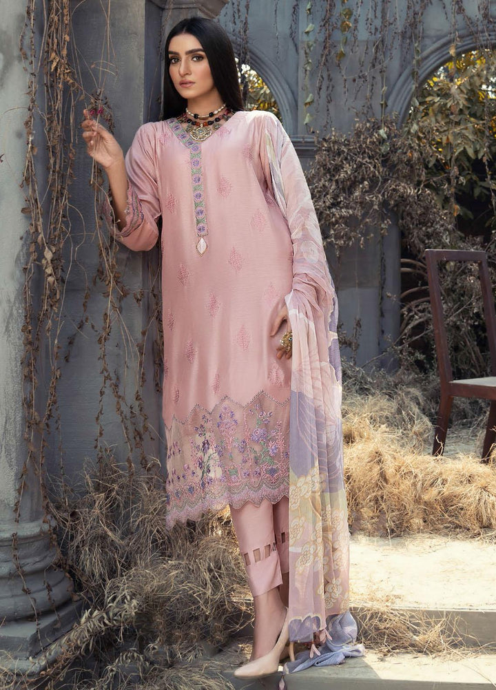 IZA-NUR by Resham Ghar Embroidered Dull Silk Suits Unstitched 3 Piece RG21IZN RGDS-02 - Festive Collection