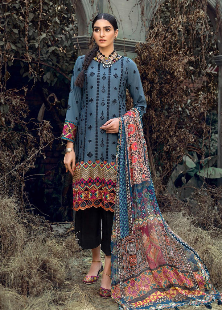 IZA-NUR by Resham Ghar Embroidered Dull Silk Suits Unstitched 3 Piece RG21IZN RGDS-05 - Festive Collection