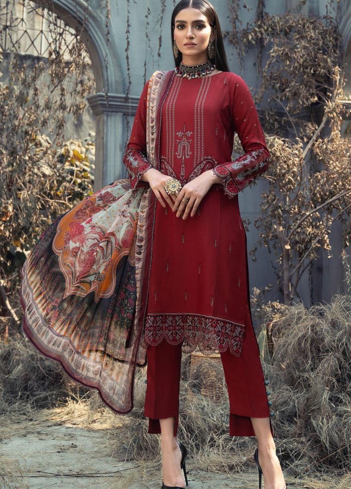 IZA-NUR by Resham Ghar Embroidered Dull Silk Suits Unstitched 3 Piece RG21IZN RGDS-07 - Festive Collection