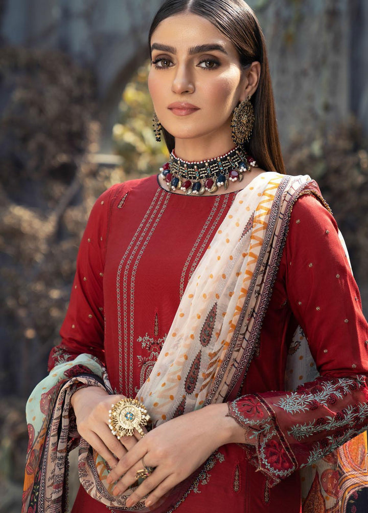 IZA-NUR by Resham Ghar Embroidered Dull Silk Suits Unstitched 3 Piece RG21IZN RGDS-07 - Festive Collection