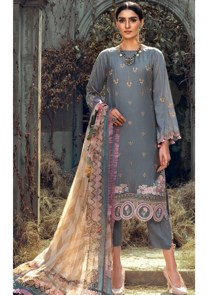 IZA-NUR by Resham Ghar Embroidered Dull Silk Suits Unstitched 3 Piece RG21IZN RGDS-08 - Festive Collection