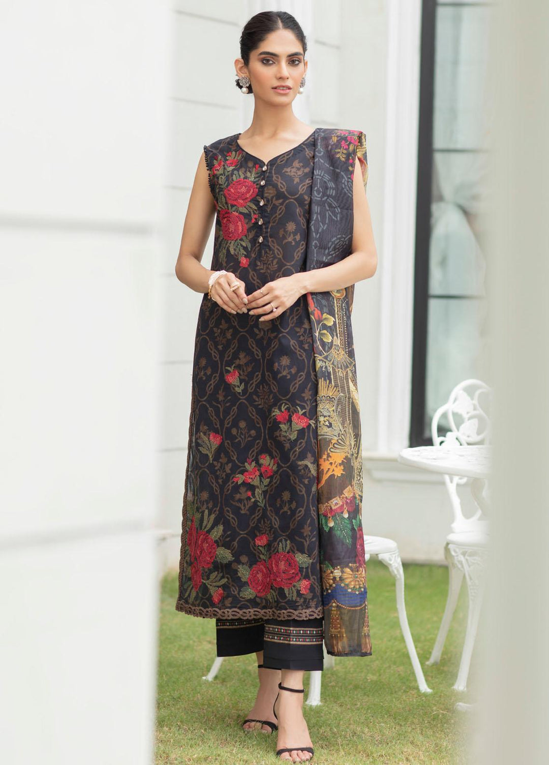 Iznik Embroidered Lawn Suits Unstitched 3 Piece IZ21EF 06 Black Beauty - Festive Collection