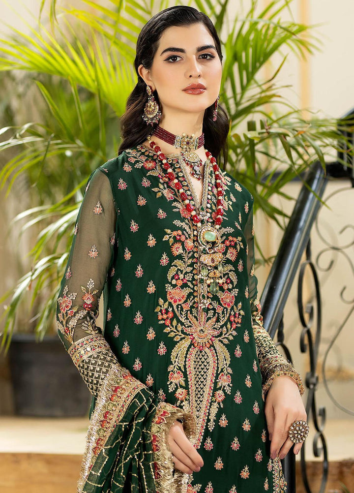 Jhalak By Imrozia Premium Embroidered Chiffon Suits Unstitched 3 Piece IMP23JH I-180 Noor - Luxury Collection