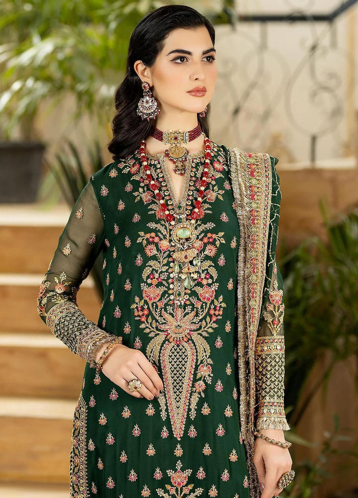 Jhalak By Imrozia Premium Embroidered Chiffon Suits Unstitched 3 Piece IMP23JH I-180 Noor - Luxury Collection