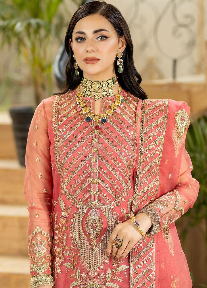 Jhalak By Imrozia Premium Embroidered Organza Suits Unstitched 3 Piece IMP23JH I-187 Ulfat - Luxury Collection