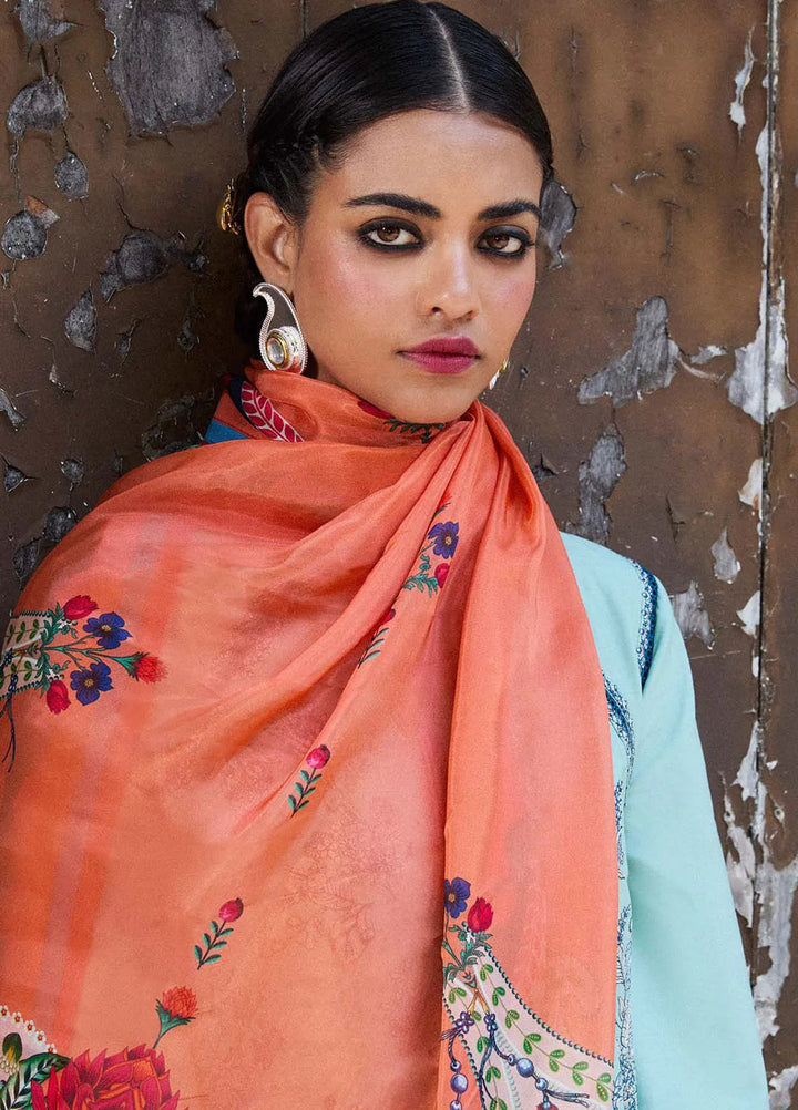 Jugnu by Hussain Rehar Embroidered Lawn Suit Unstitched 3 Piece HRR25JS D-03 Neelum - Summer Collection