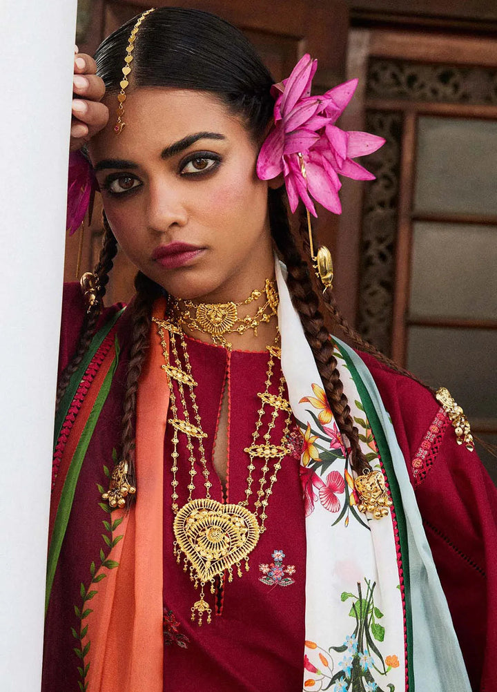 Jugnu by Hussain Rehar Embroidered Lawn Suit Unstitched 3 Piece HRR25JS D-06 Kunar - Summer Collection