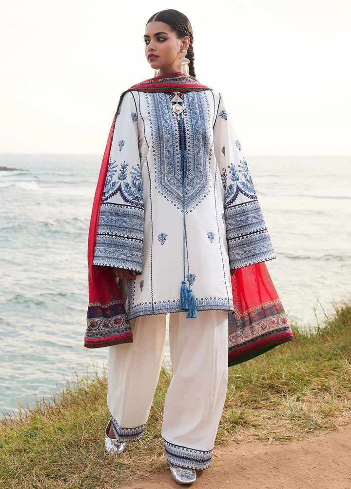 Jugnu by Hussain Rehar Embroidered Lawn Suit Unstitched 3 Piece HRR25JS D-08 Tawi - Summer Collection