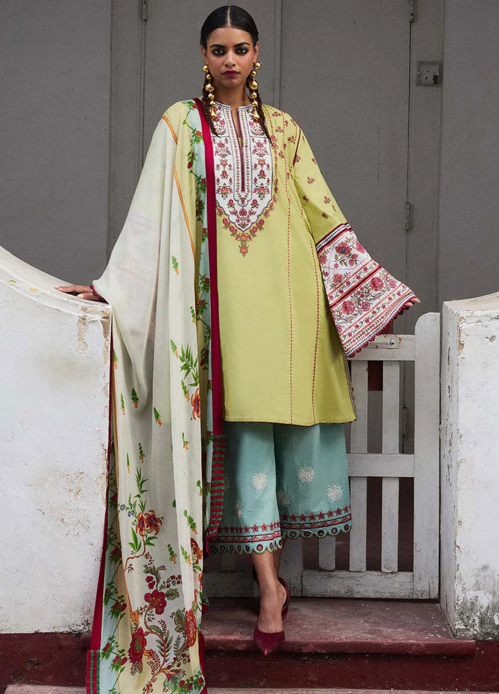 Jugnu by Hussain Rehar Embroidered Lawn Suit Unstitched 3 Piece HRR25JS D-10 Siran - Summer Collection