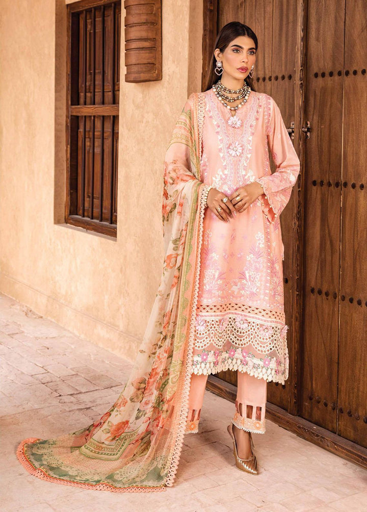 Kamari By Shazme Embroidered Lawn Suits Unstitched 3 Piece SHZ23K SH-02 Mahrosh - Luxury Collection