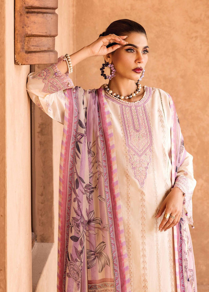 Kamari By Shazme Embroidered Lawn Suits Unstitched 3 Piece SHZ23K SH-04 Ourika White - Luxury Collection