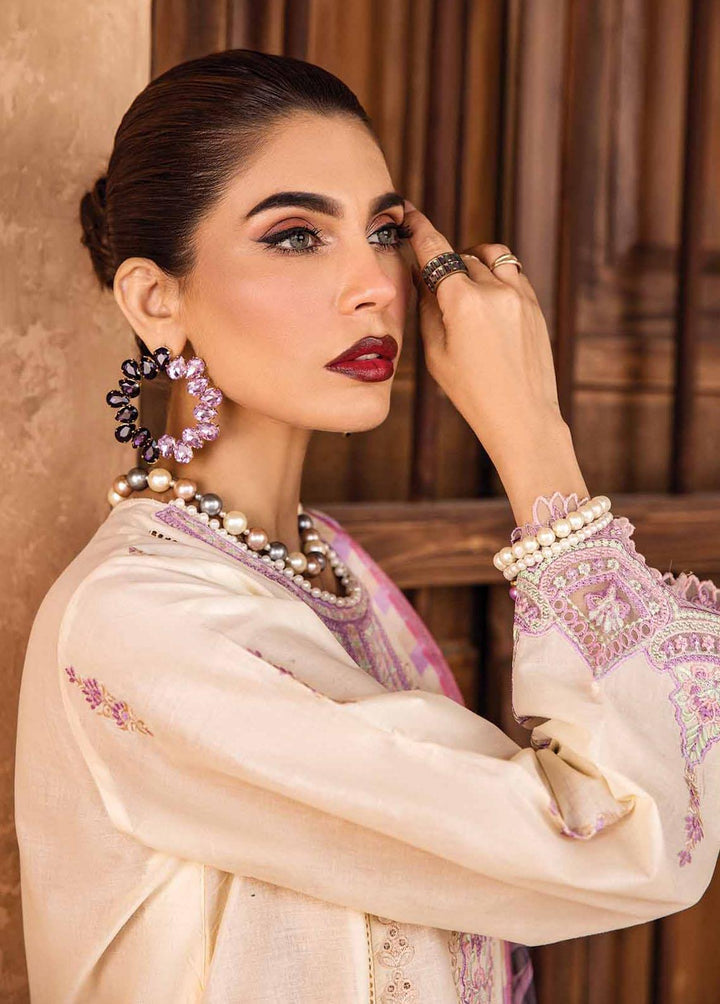 Kamari By Shazme Embroidered Lawn Suits Unstitched 3 Piece SHZ23K SH-04 Ourika White - Luxury Collection