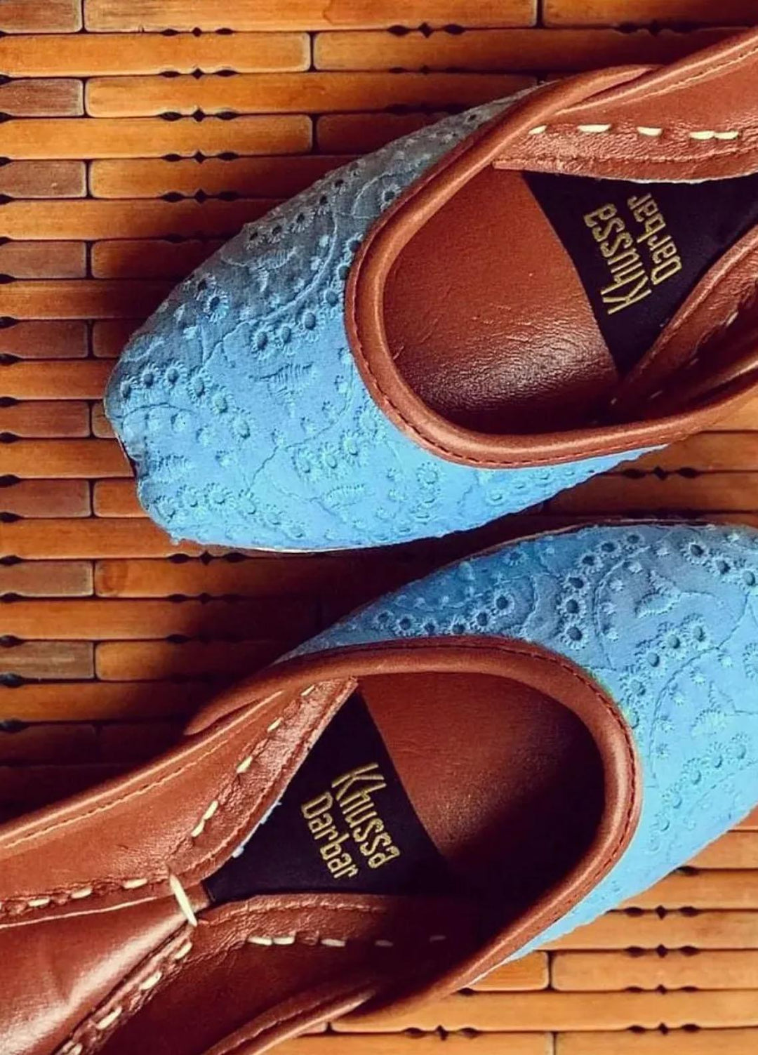 Khussa Darbar Casual Style Khussa Blue Chikankari