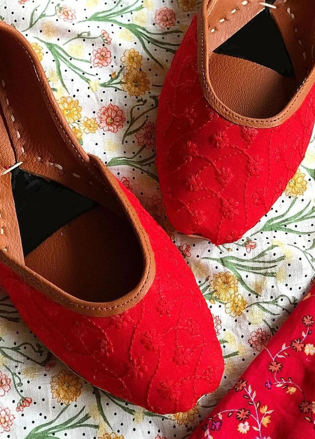 Khussa Darbar Casual Style Khussa Red Chikankari