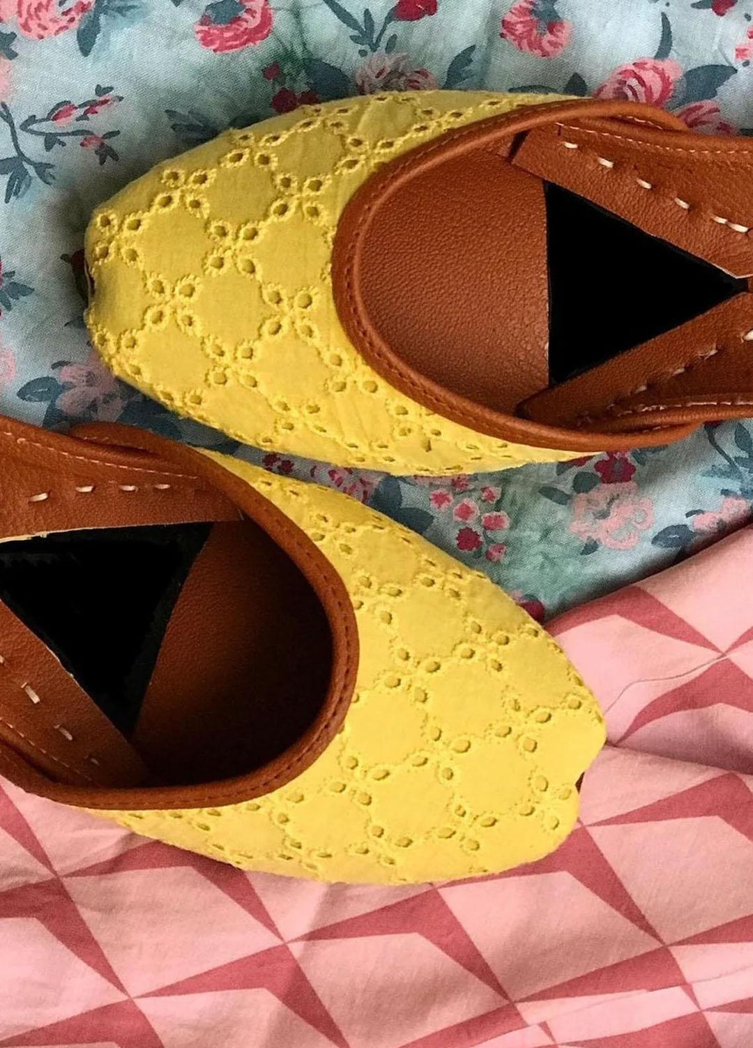 Khussa Darbar Casual Style Khussa Yellow Chikankari