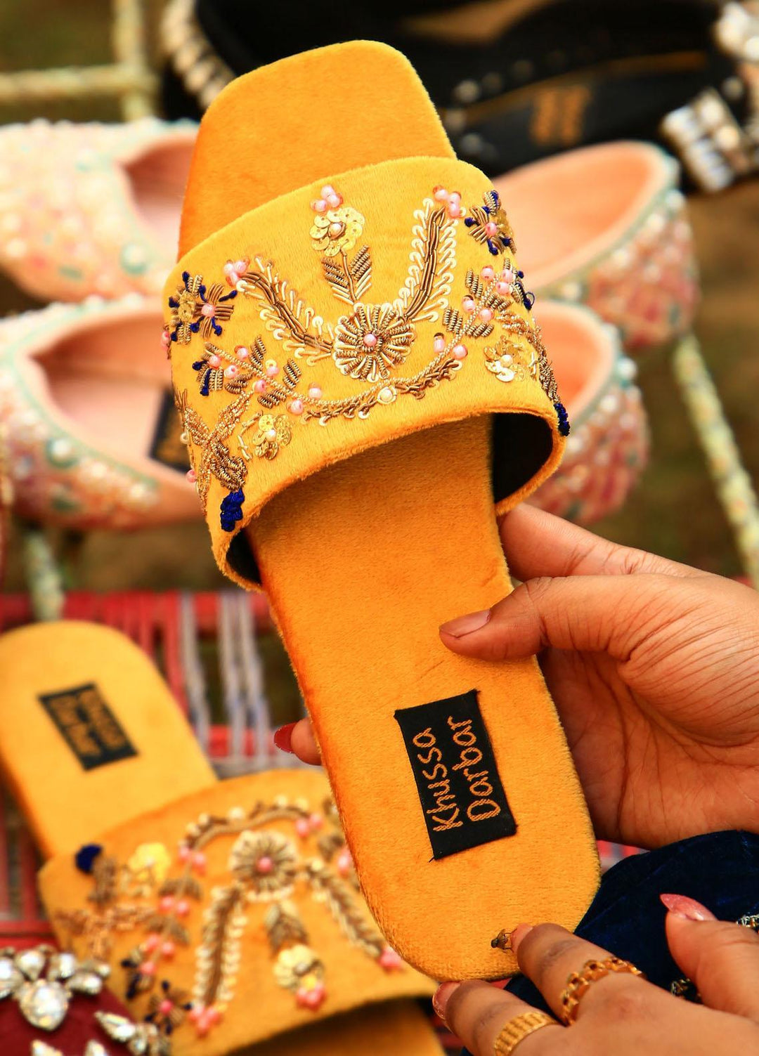 Khussa Darbar Festive Style Velvet  Khussa Moti Choor