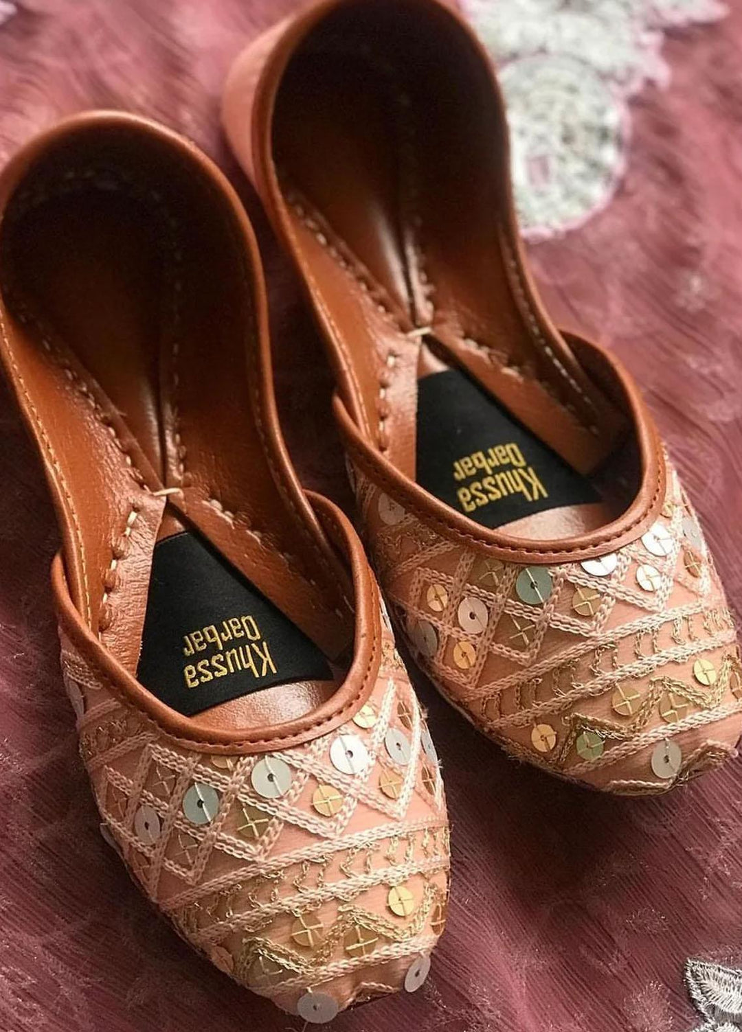 Khussa Darbar Festive Style Khussa Sitara (Baby Pink)