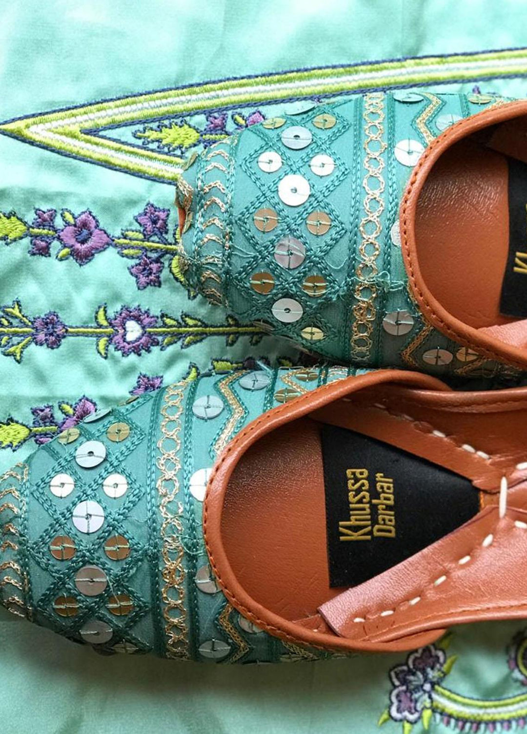 Khussa Darbar Festive Style Khussa Sitara (Light Turquoise)