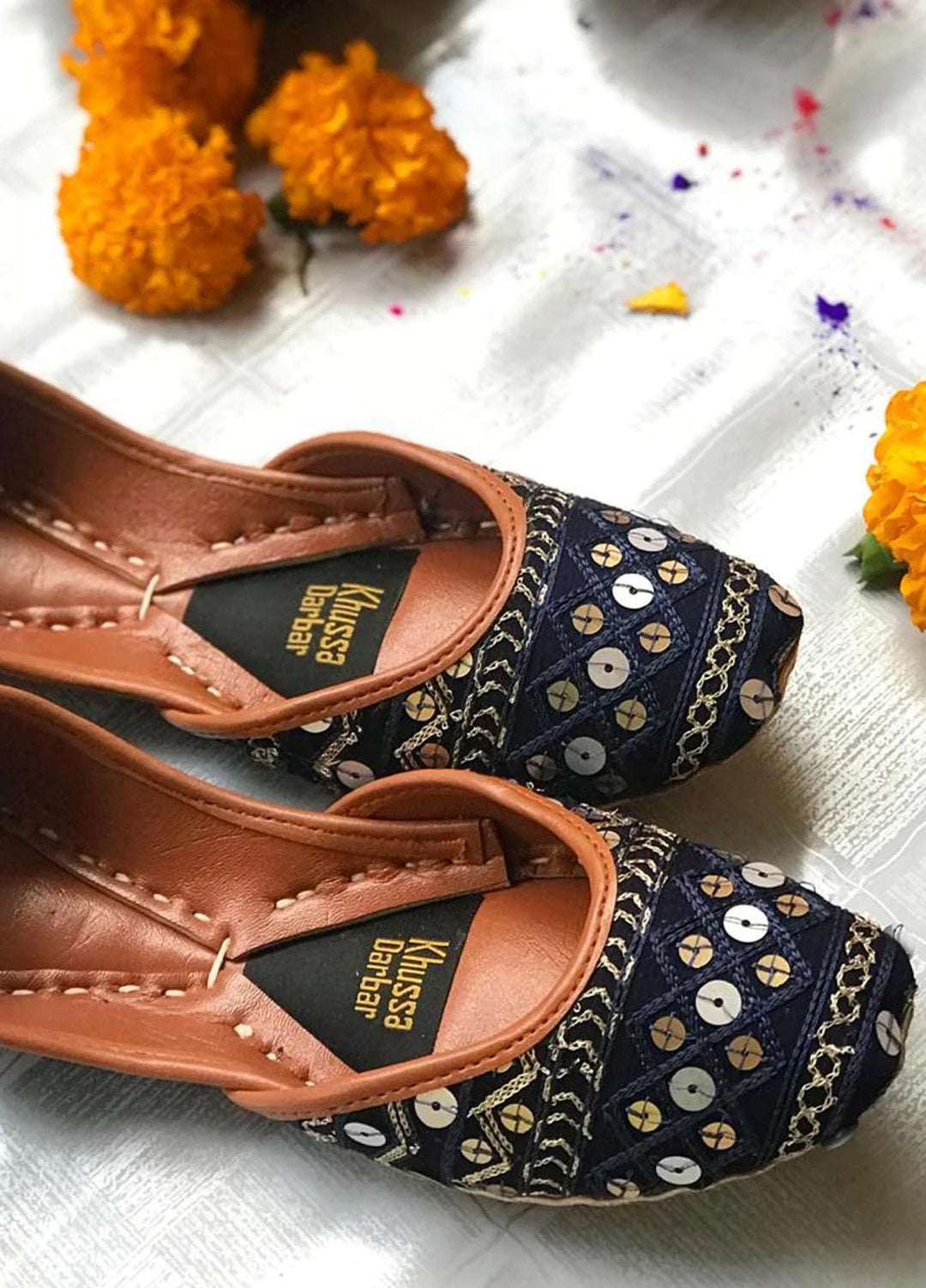 Khussa Darbar Festive Style Khussa Sitara (Navy Blue)