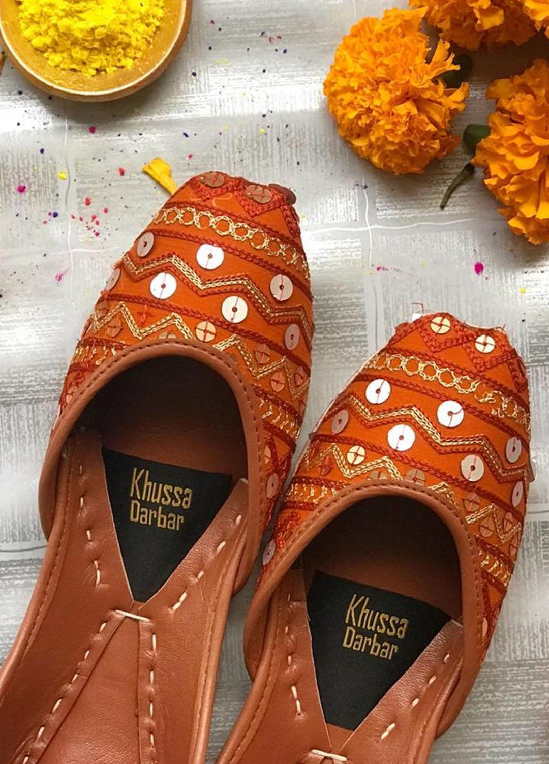 Khussa Darbar Festive Style Khussa Sitara (Rust)