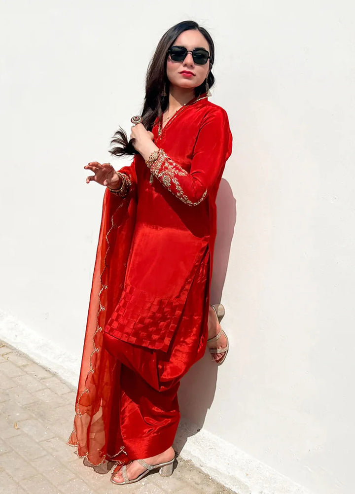 Khuwab by Kazma Pret Embroidered Korean Silk 3 Piece Suit Rooshan