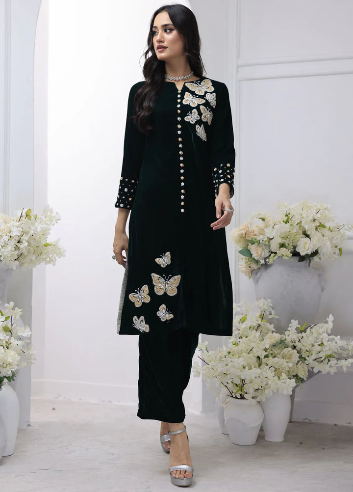 Khuwab by Kazma Pret Embroidered Velvet 2 Piece Suit Butterfly Bliss