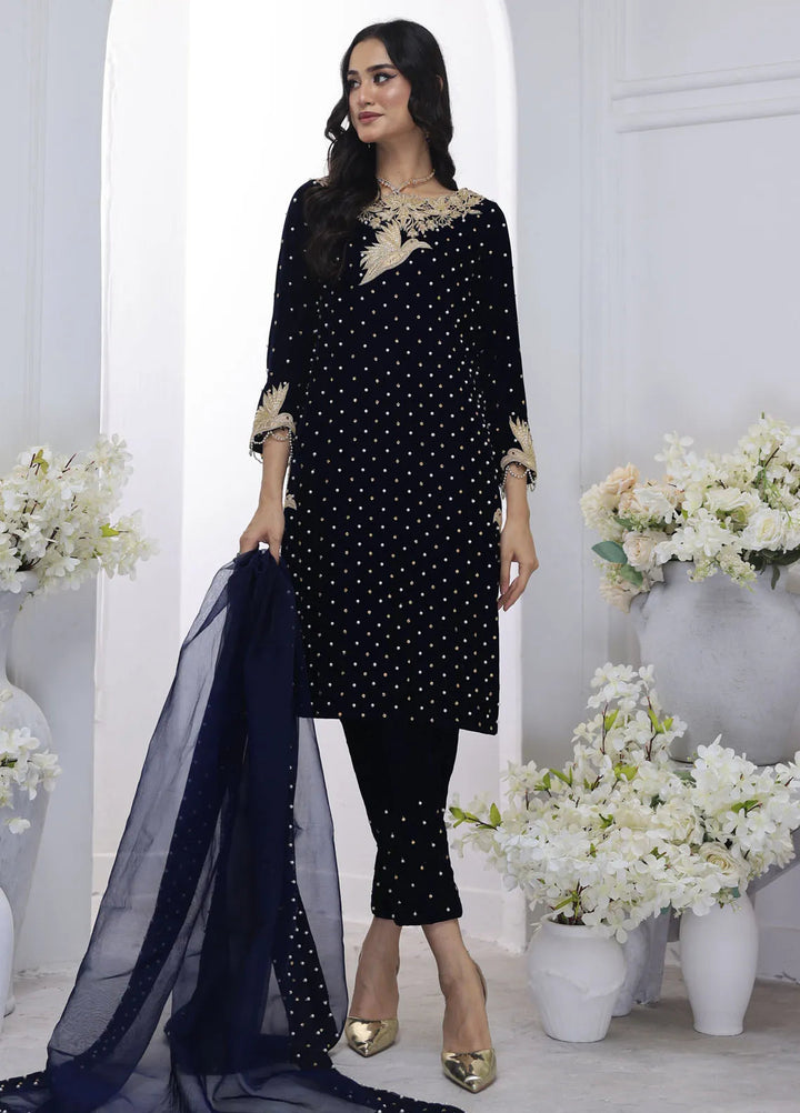 Khuwab by Kazma Pret Embroidered Velvet 3 Piece Suit Velvet Starlight