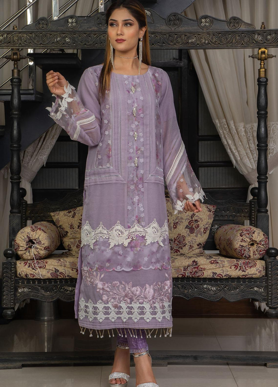 Knot Luxury Pret Khaadi Net 3 Piece K1010 Lilac Mushk