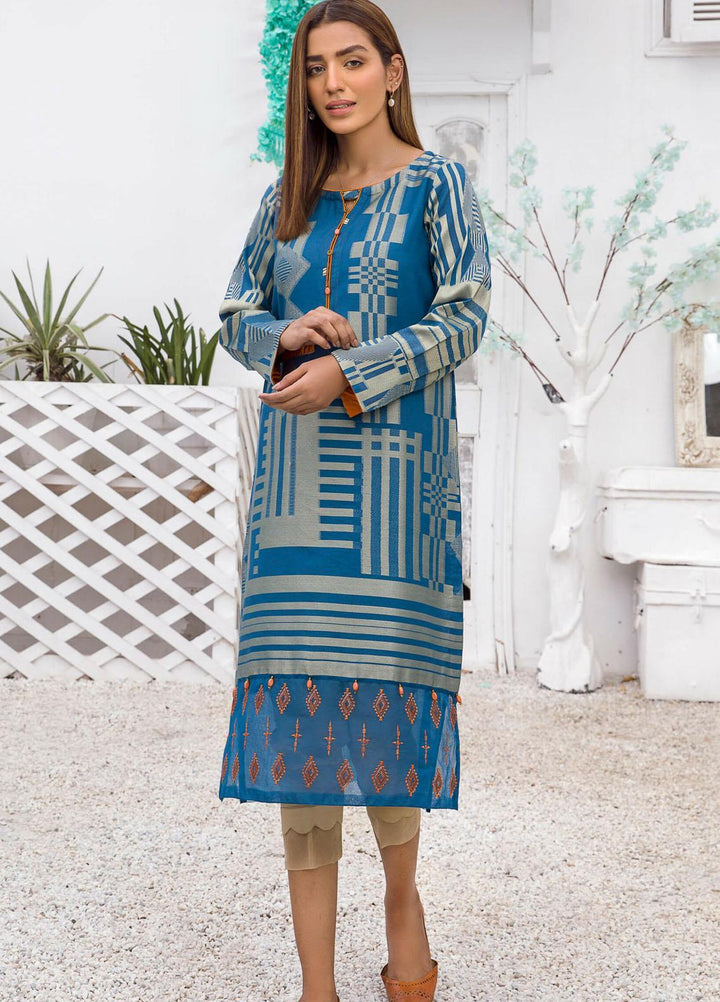 Kross Kulture Luxury Pret Embroidered Jacquard Shirt KE-21193 Blue