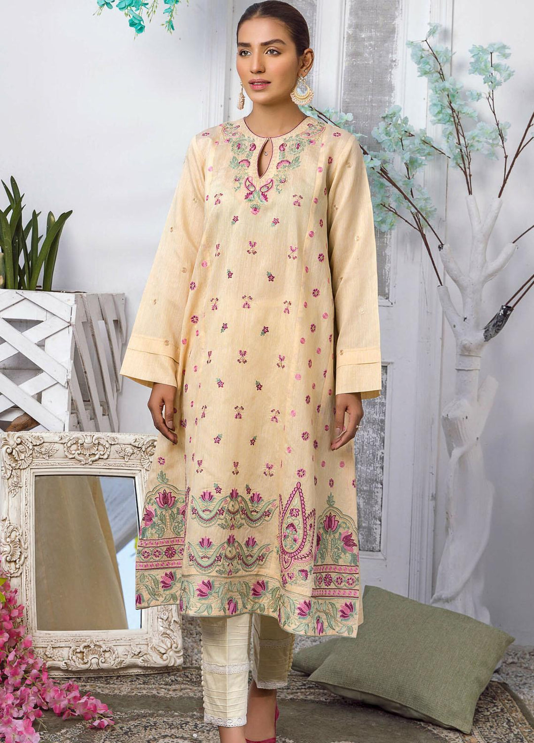 Kross Kulture Luxury Pret Embroidered Cotton Shirt KX-21273 Skin