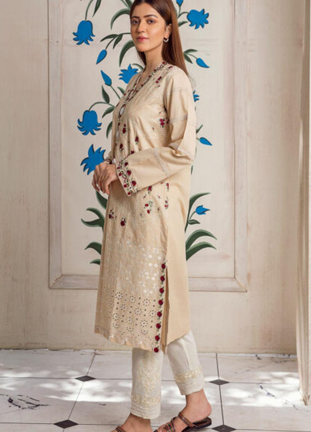 Kross Kulture Luxury Pret  Schiffli Shirt KX-21281 Beige