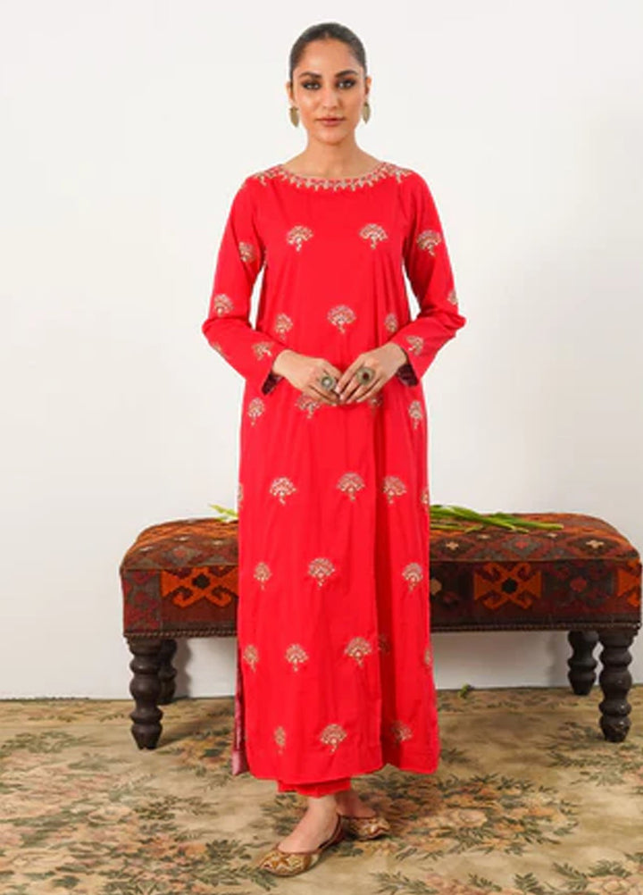 Kross Kulture Pret Embroidered Cotton Silk 2 Piece Suit 0001527-RED