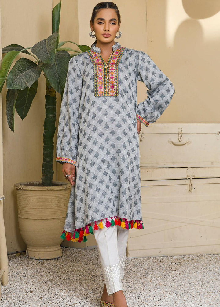 Kross Kulture Casual Pret Embroidered Cotton Shirt KB-21147 Grey