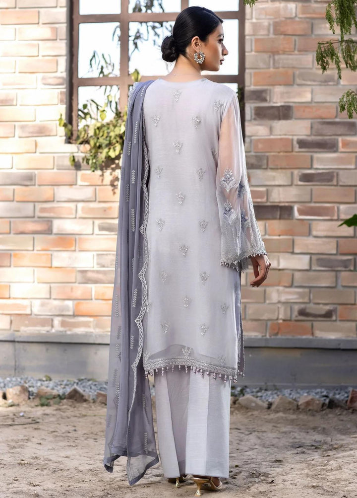 Kuch Khas By Flossie Embroidered Chiffon Suits Unstitched 3 Piece K-1106 Minral Mist - Luxury Collection
