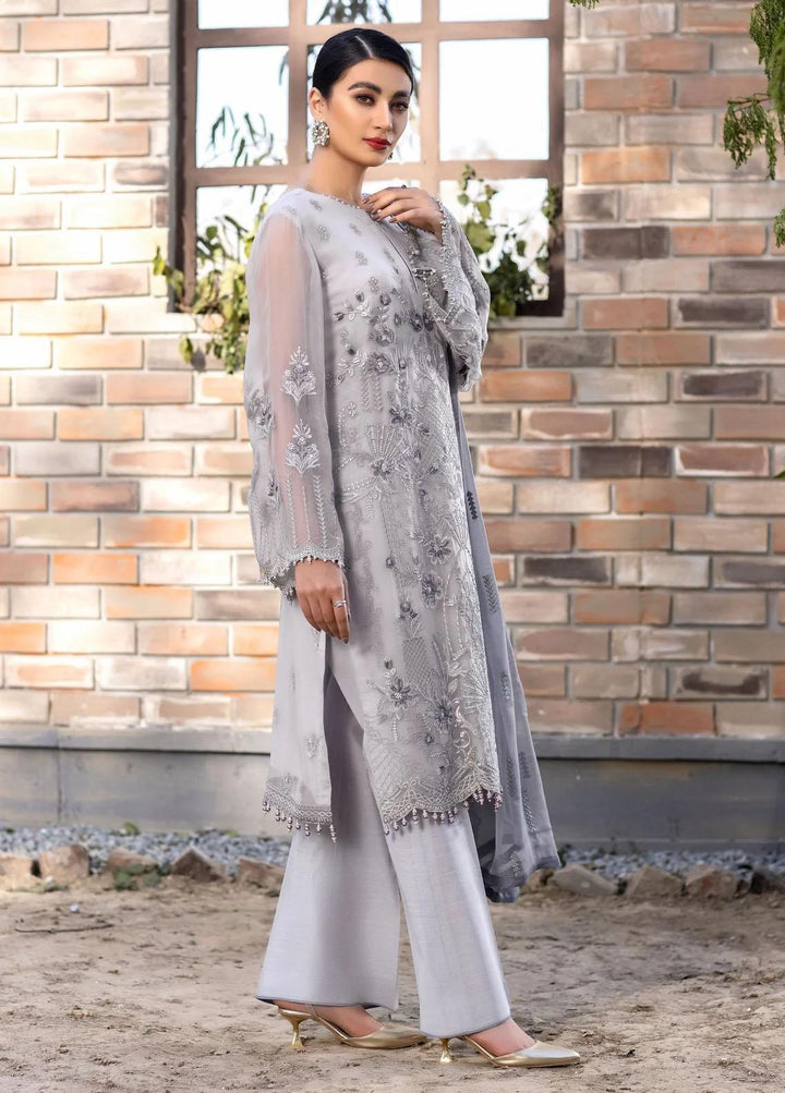 Kuch Khas By Flossie Embroidered Chiffon Suits Unstitched 3 Piece K-1106 Minral Mist - Luxury Collection