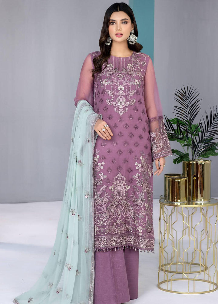 Kuch Khas By Flossie Embroidered Chiffon Suits Unstitched 3 Piece FS23KKLU K-1305 Meadowsweet - Luxury Collection