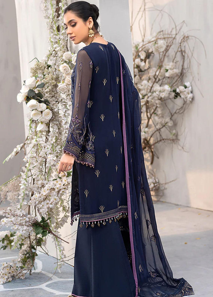 Kuch Khas By Flossie Embroidered Chiffon Suits Unstitched 3 Piece FS23KKLU K-1208 Ultramarine Beryl - Luxury Collection