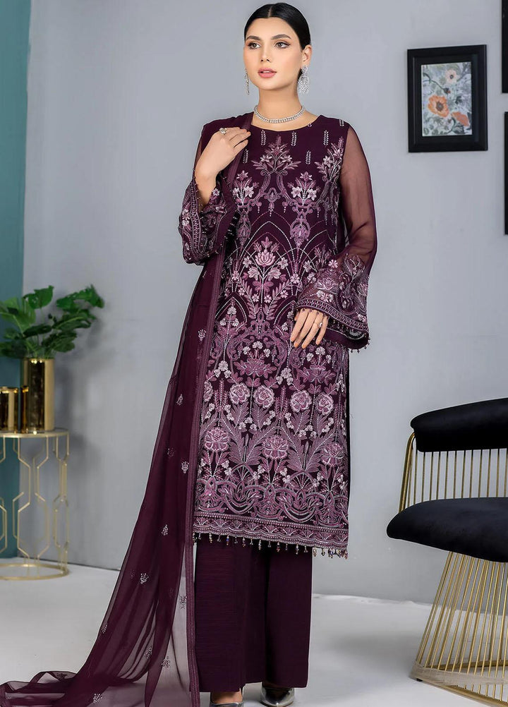 Kuch Khas By Flossie Embroidered Chiffon Suits Unstitched 3 Piece FS23KKLU K-1310 Lenten Rose - Luxury Collection