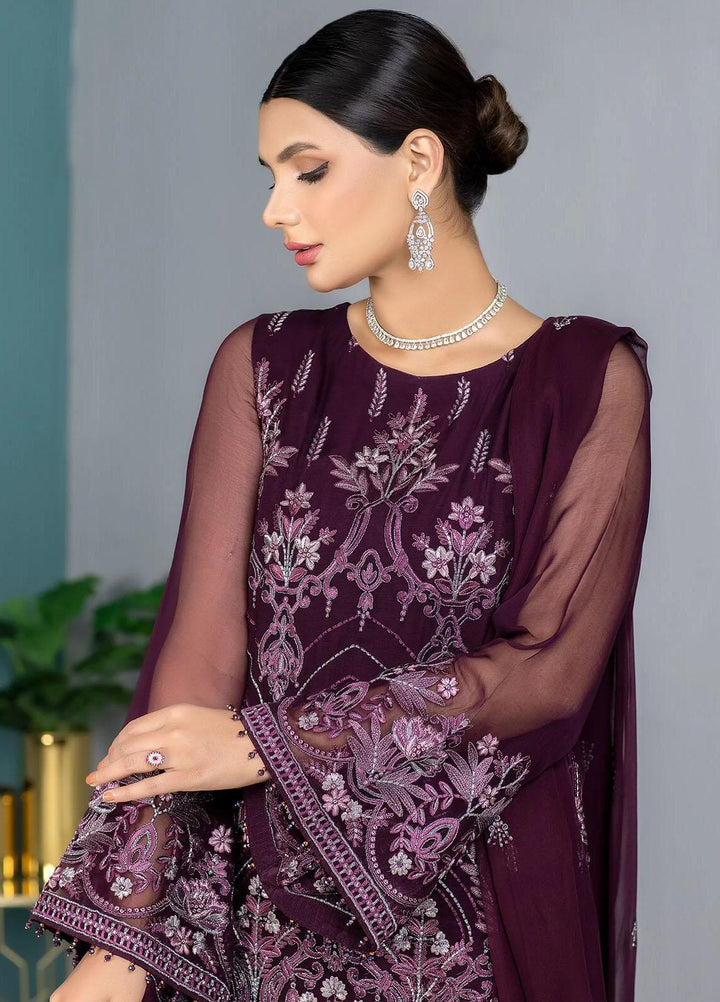 Kuch Khas By Flossie Embroidered Chiffon Suits Unstitched 3 Piece FS23KKLU K-1310 Lenten Rose - Luxury Collection