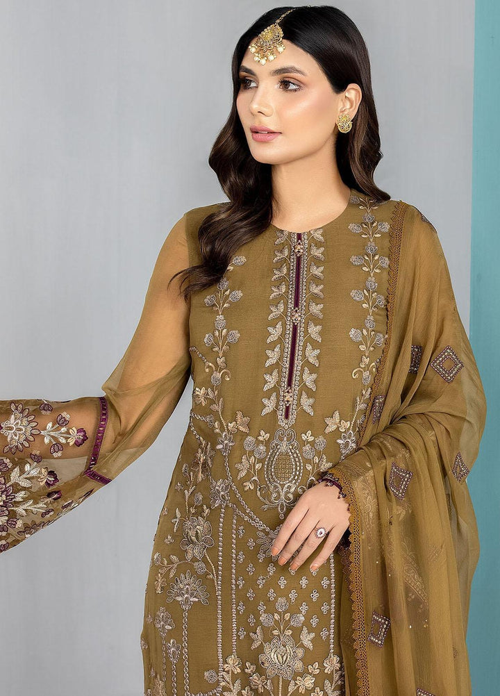 Kuch Khas By Flossie Embroidered Chiffon Suits Unstitched 3 Piece FS23KKLU K-1302 Rose Gold - Luxury Collection