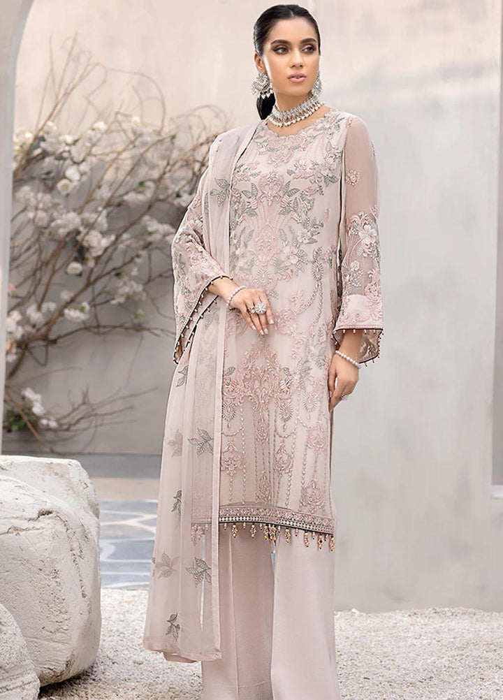 Kuch Khas By Flossie Embroidered Chiffon Suits Unstitched 3 Piece FS23KKLU K-1202 Charismatic Pink - Luxury Collection