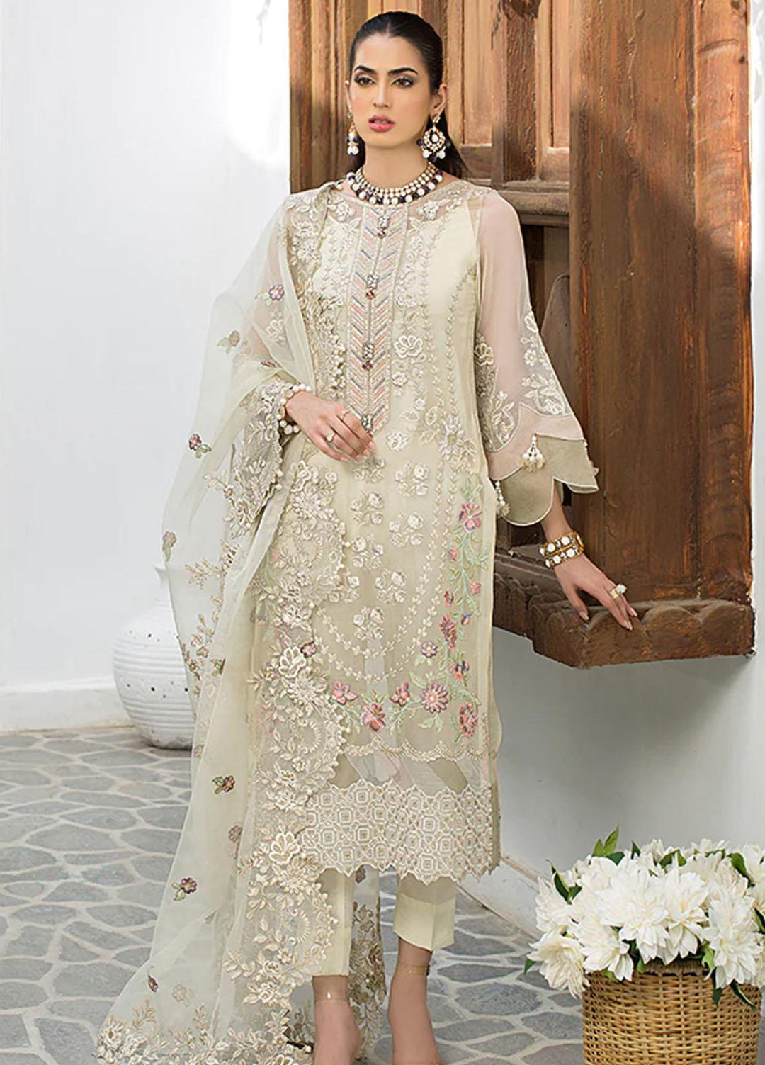 La Roza Plush by Imrozia Premium Embroidered Chiffon Suits Unstitched 3 Piece L-245 TULIP BOSS - Luxury Collection