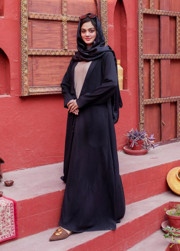 La Khilaba Pret Plain Georgette Abaya Black Coat