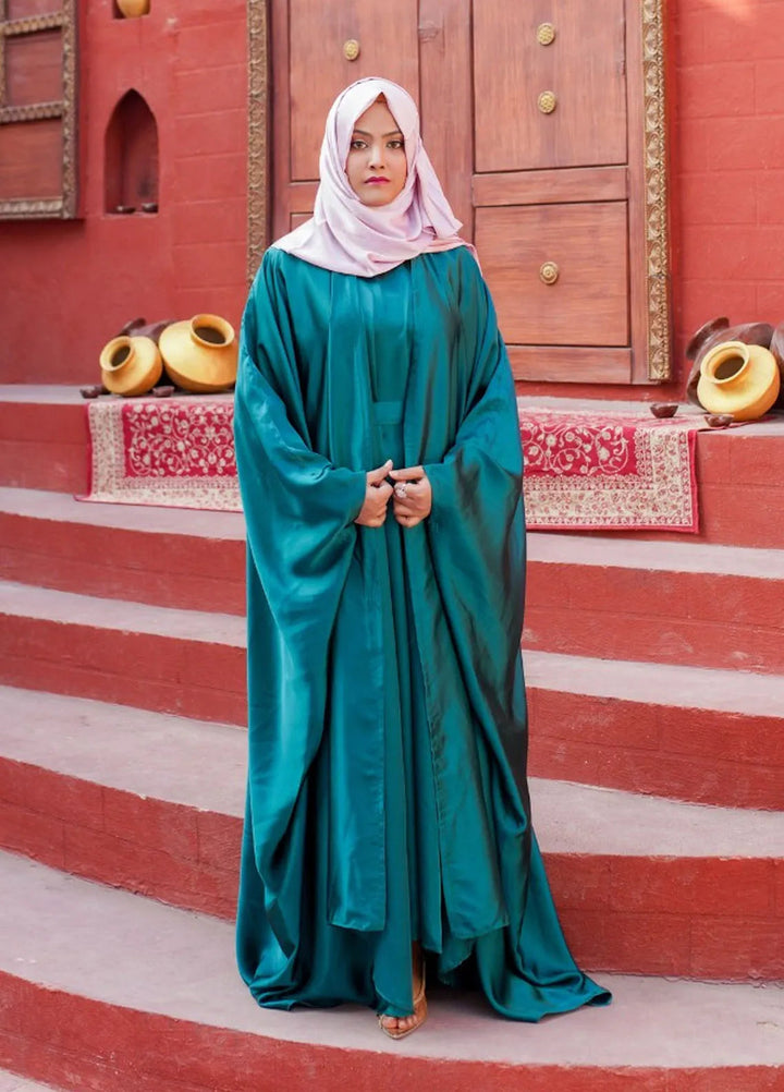 La Khilaba Pret Plain Silk Abaya Emerald Arabic